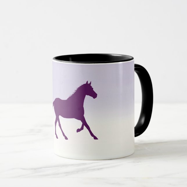 Lila Pferd auf leicht Lila Ombre Tasse (VorderseiteRechts)