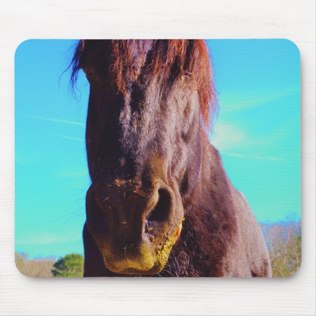 Lila Pferd mit grünem Mund Mousepad (Vorne)