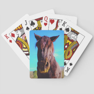 Lila Pferd mit grünem Mund Spielkarten
