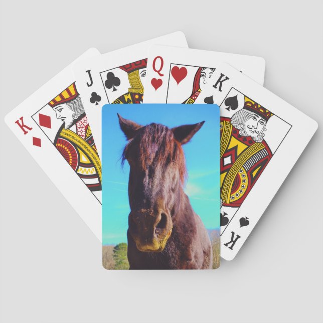 Lila Pferd mit grünem Mund Spielkarten (Rückseite)