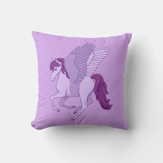Lila Pferd Pegasus Kissen (Vorderseite)