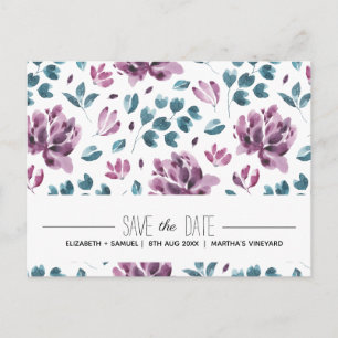 Lila Pfingstrose Aquarell Save the Date Postkarte