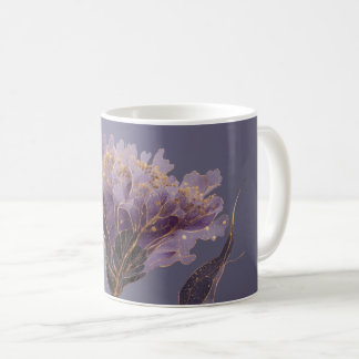 Lila Pfingstrose Inspirierte Florale Goldene Akzen Kaffeetasse