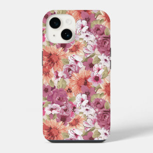 Lila Pfirsich Lila Blüten Laub iPhone 14 Hülle