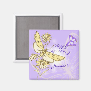 Lila Pfirsich Schmetterling Magnet