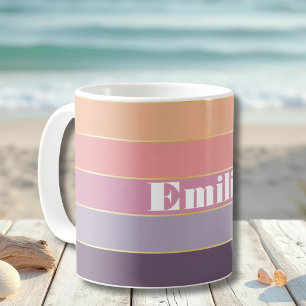 Lila Pfirsich Sommer-Farbenblock-Streifen Kaffeetasse