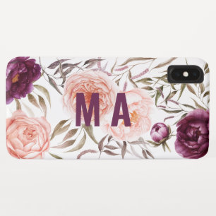 Lila + pfirsichfarbenes Blumenfallmonogramm Case-Mate iPhone Hülle