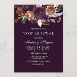 Lila Pfirsichpfirsiche Blume Vow Renewal Einladung