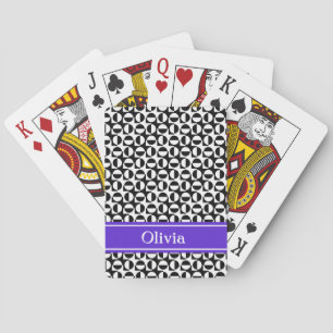 Lila Pflaster mit schwarzem und weißem Diagonal Spielkarten