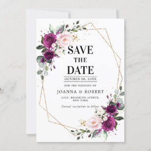 Lila Pflaume Errötung Rosa Rose Boho Geometrische Save The Date