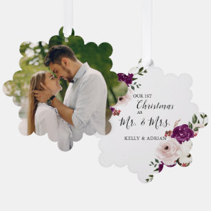 Lila Pflaume Rosa Foto Ornament Karte