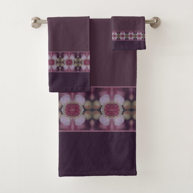 Lila Pflaume und Rose Badhandtuch Set (Insitu)