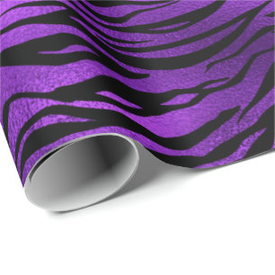 Lila Pflaumen-Amethyst schwarzes Tiger-Tier Geschenkpapier