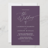 Lila Pflaumen Moderne Minimalistische Hochzeitsein