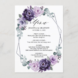 Lila Pflaumenblüten Geometrische Hochzeit Menükarte