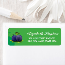 Lila Pflaumenfrüchte auf grün