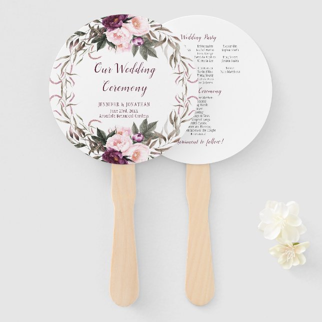 Lila Pflaumenlavender Peonies Greenery ROUND Fans Fächer (Vorne und Hinten)