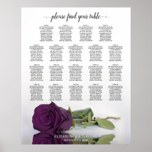 Lila Pflaumenrose 19 Tisch Hochzeit Sitzordnung Poster