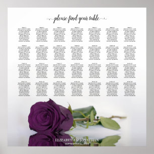 Lila Pflaumenrose 28 Tisch Hochzeit Sitzordnung Poster