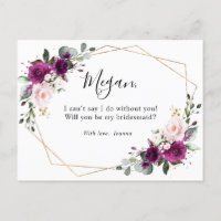 Lila Pflaumenrot Rosen Geometrie Bridesmaid