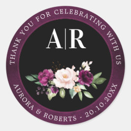 Lila Pflaumenrot Rosen Hochzeit Danke Cla Runder Aufkleber