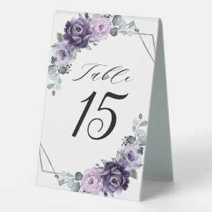 Lila Pfloralgeometrische Hochzeitskeits-Tischnumme Tischaufsteller