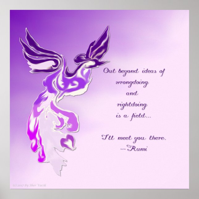 Lila Phoenix Rumi Zitat Poster (Vorne)