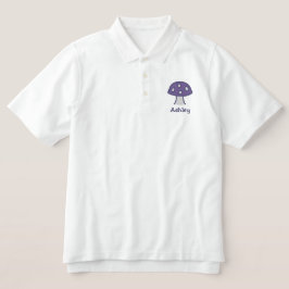 Lila Pilzname Stickbesticktes Polo-Shirt