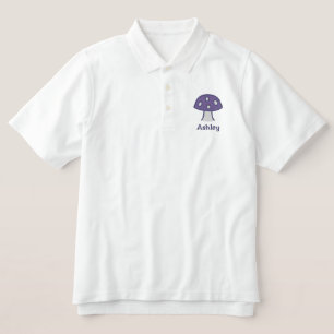 Lila Pilzname Stickbesticktes Polo-Shirt