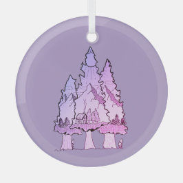 Lila Pinien Ornament Aus Glas