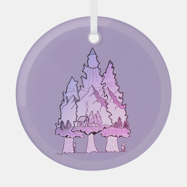 Lila Pinien Ornament Aus Glas (Vorderseite)