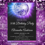 Lila Pink 50. Geburtstagsparty Silver Disco Ball Einladung<br><div class="desc">Lila und rosa Ombre Fünfzigste Geburtstagsparty Silver Disco Ball Party Einladung. Die 50. Geburtstagsfeier lädt zu einer modernen 50. Geburtstagsparty ein.</div>