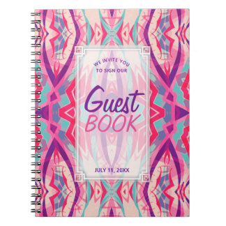 Lila Pink Aztec Boho Tribal Gästebuch Notizblock