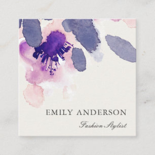 LILA PINK BLAU INK WASCHWASSERFARBE QUADRATISCHE VISITENKARTE