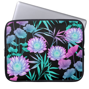 LILA PINK BLAUE AQUA TROPISCHE PFLANZE LAPTOPSCHUTZHÜLLE