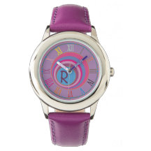 Lila Pink Blue Clock Art Girly