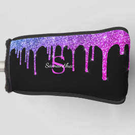 Lila Pink Blue Glitzer Tropfen Monogramm Name Golf Headcover