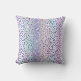 Lila Pink Blue Leopard Ombre Sparkle   Kissen