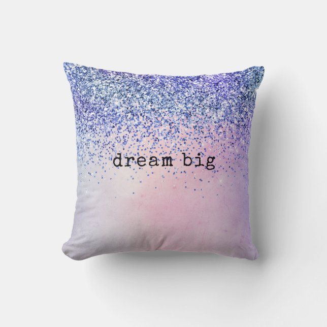 Lila Pink Blue Ombre Glitzer Kissen (Vorderseite)