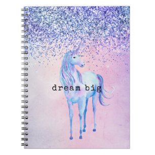 Lila Pink Blue Ombre Unicorn Glitzer Notizblock