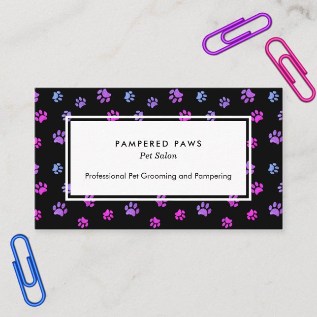 Lila Pink Blue Paw druckt Beruflichen Salon für Ha Visitenkarte (Von Creator hochgeladen)
