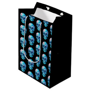 Lila Pink Blue Skull Black Halloween Mittlere Geschenktüte