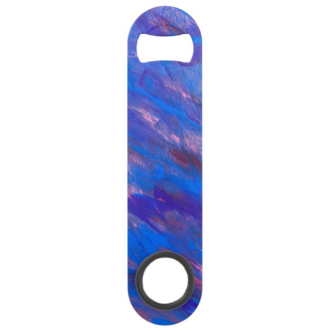 Lila Pink Blue Stainless Steel Flaschenöffner (Vorderseite)