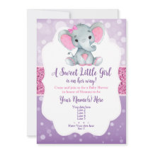 Lila Pink Bokeh Elephant Einladung Glitzer