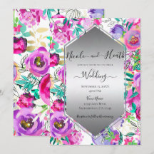 Lila Pink Bright Floral Wasserfarbenhochzeit