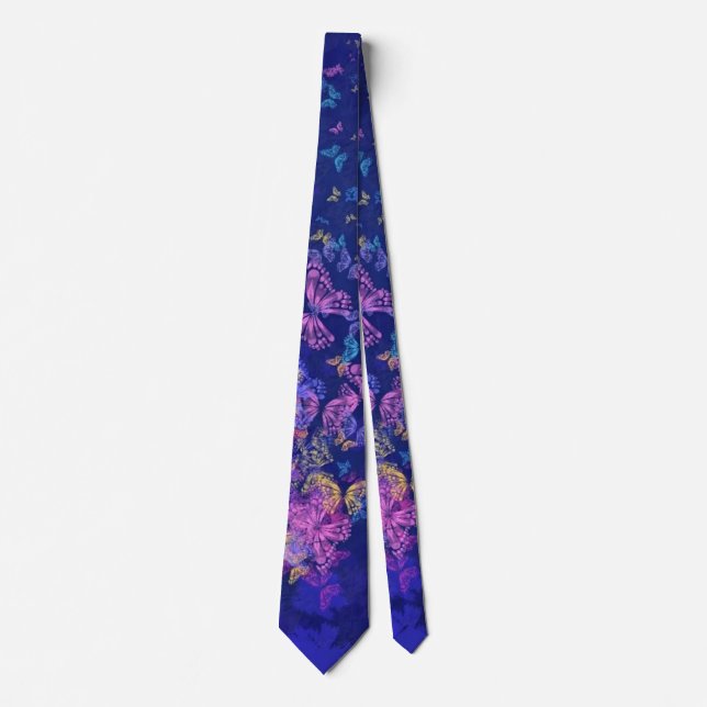 Lila Pink Butterfly Neck Tie Krawatte (Vorderseite)