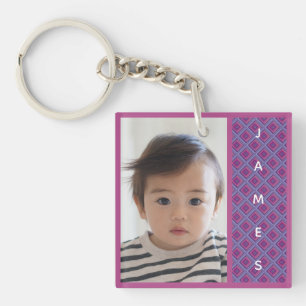 Lila Pink Diamond Muster Künstlerisch Baby Foto Na Schlüsselanhänger