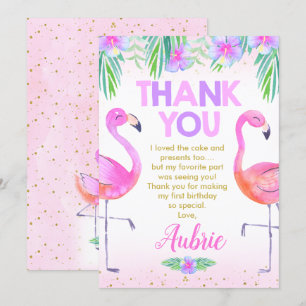 Lila Pink Flamingo Geburtstag Danke Karte