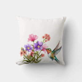 Lila Pink Floral Deko Hummingbird Wasserfarbe Kissen