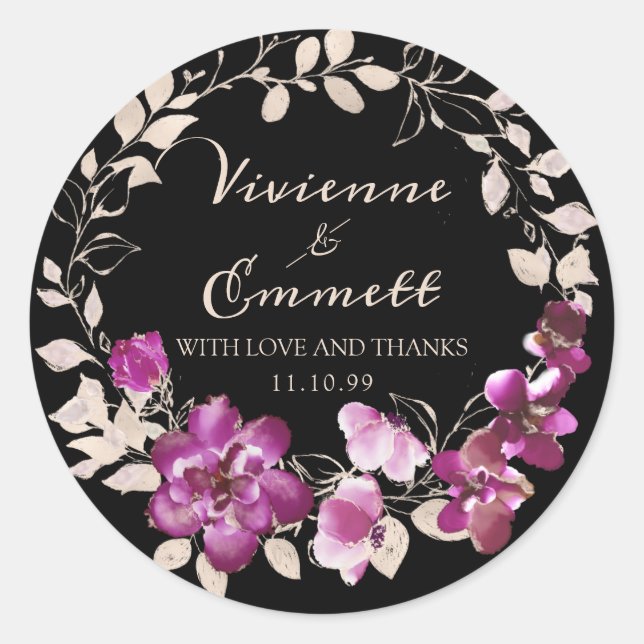 Lila Pink Floral Wedding Vielen Dank für Ihr Siege Runder Aufkleber (Vorderseite)